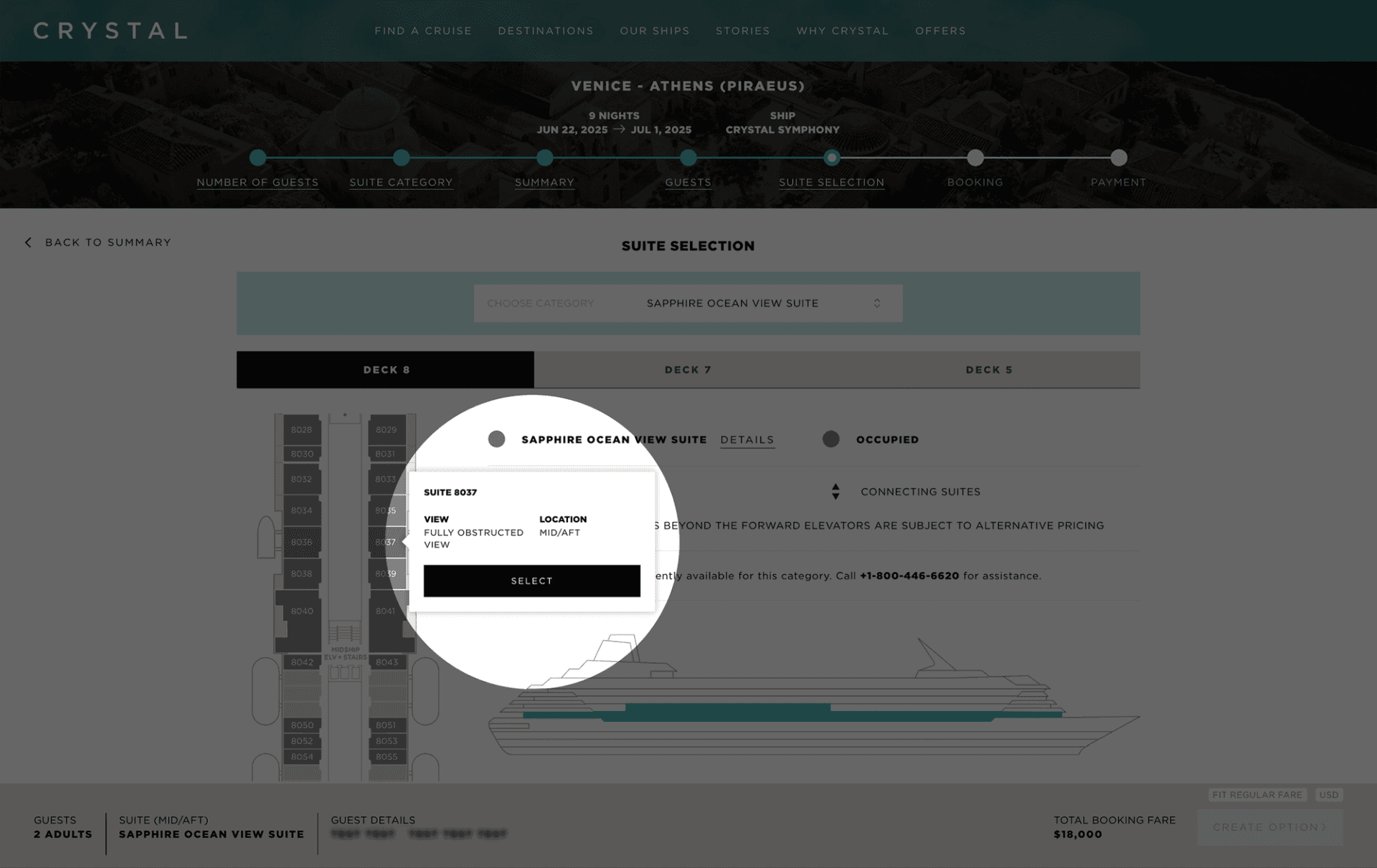 crystal cruises booking engine