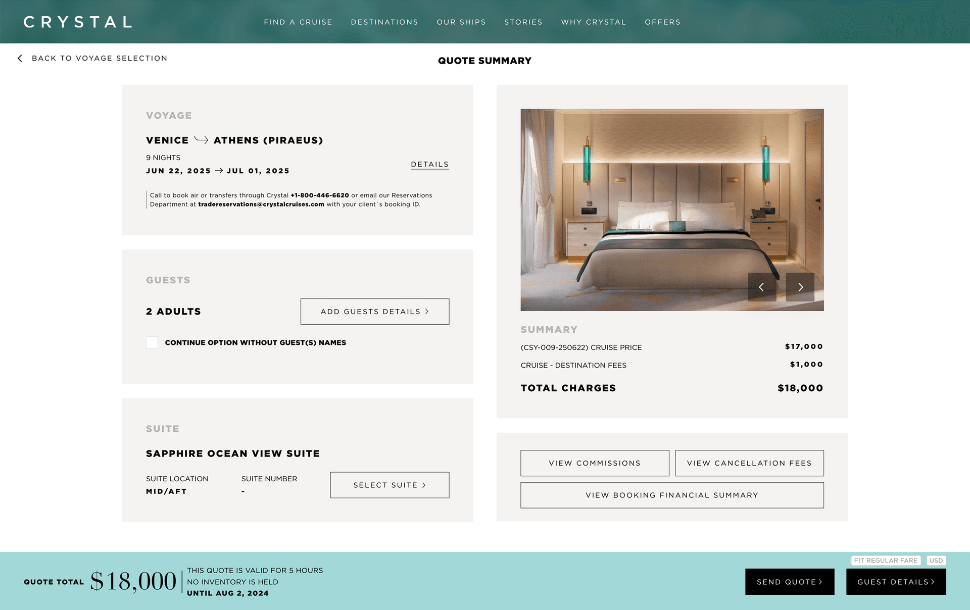 crystal cruises booking engine