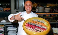 Chef Nobu shows off a few of his delicious sushi creations